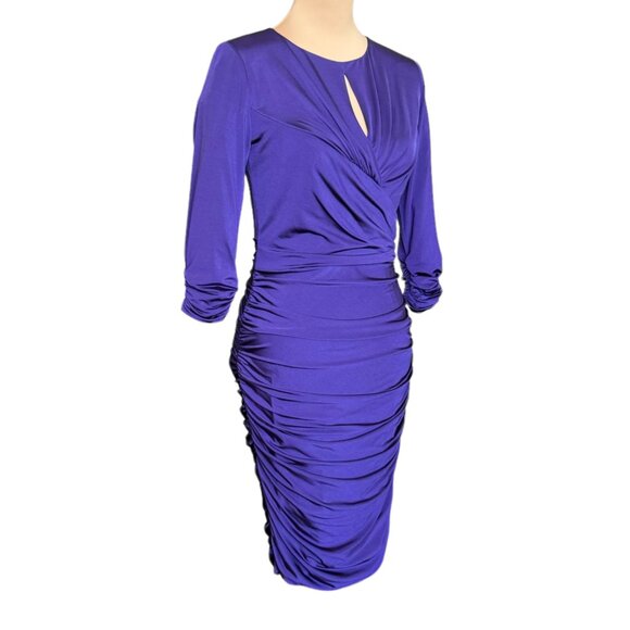 NWT Tadashi Shoji Sheath Dress Sz S Purple Keyhole Ruching Event Formal Party - Picture 6 of 14